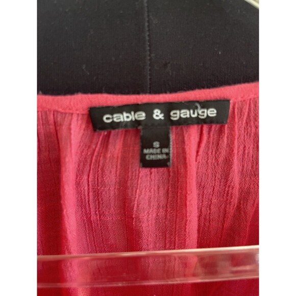 Cable & Gauge Pink Lace Tie Front 3/4 Sleeve Top SZ S - Picture 2 of 7